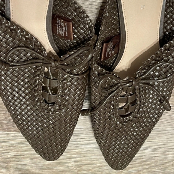 Zara Brown Woven Slip On Mules Slides With Bows Dress Shoes Women’s Size 37 6.5 - Picture 5 of 11